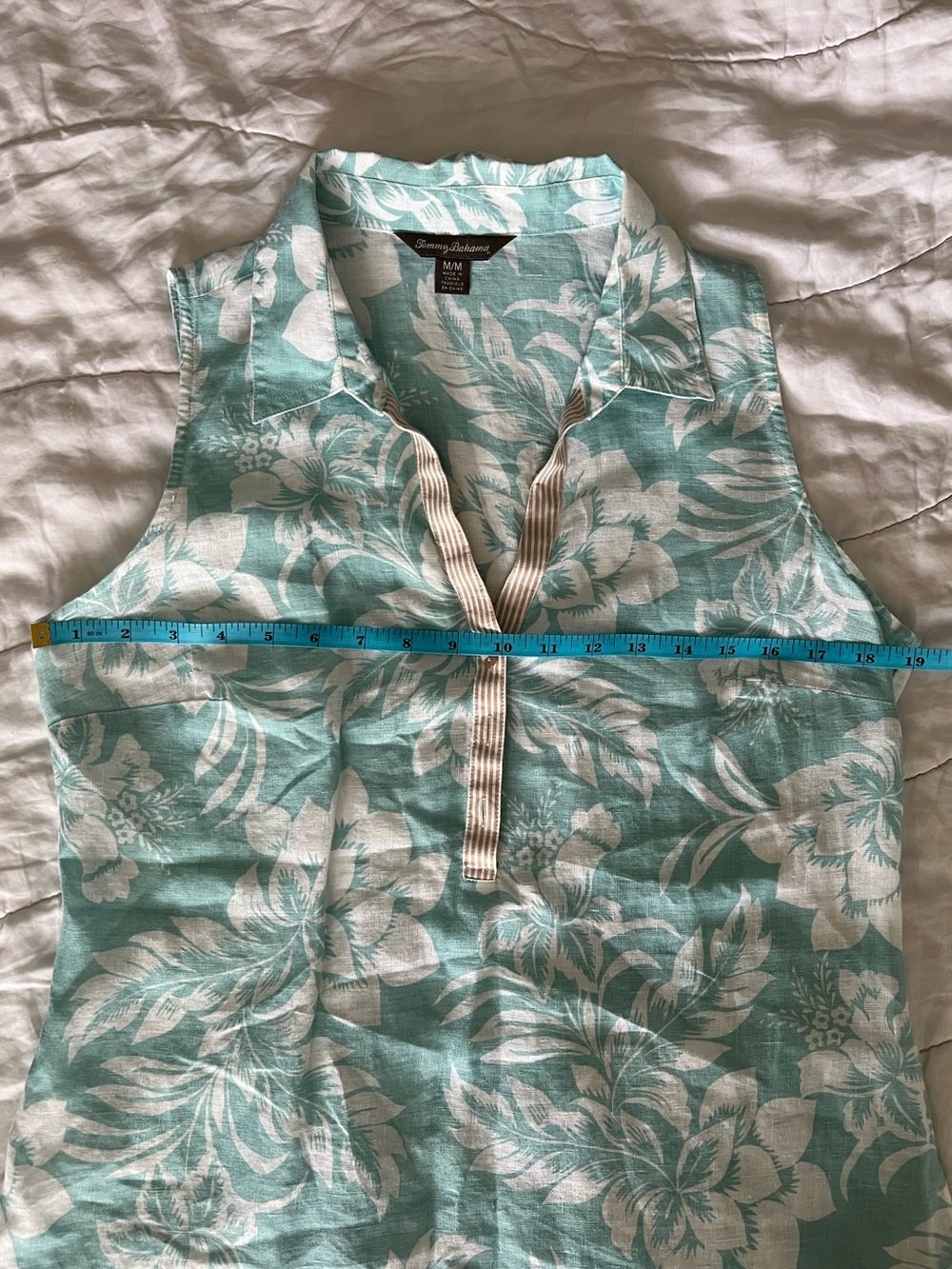 Tommy Bahama Sleeveless Floral Linen Collared Top - Picture 3 of 8
